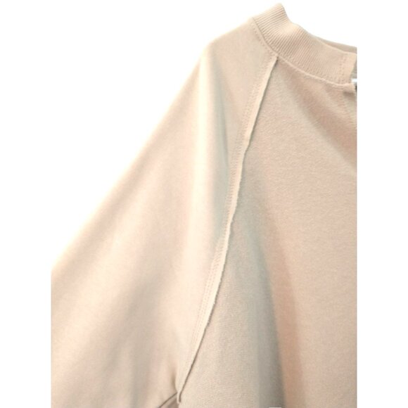 Perch By Blu Pepper Women's Sweatshirt Top Raw Seams Hi Low V Neck Beige - 1X - Picture 3 of 11